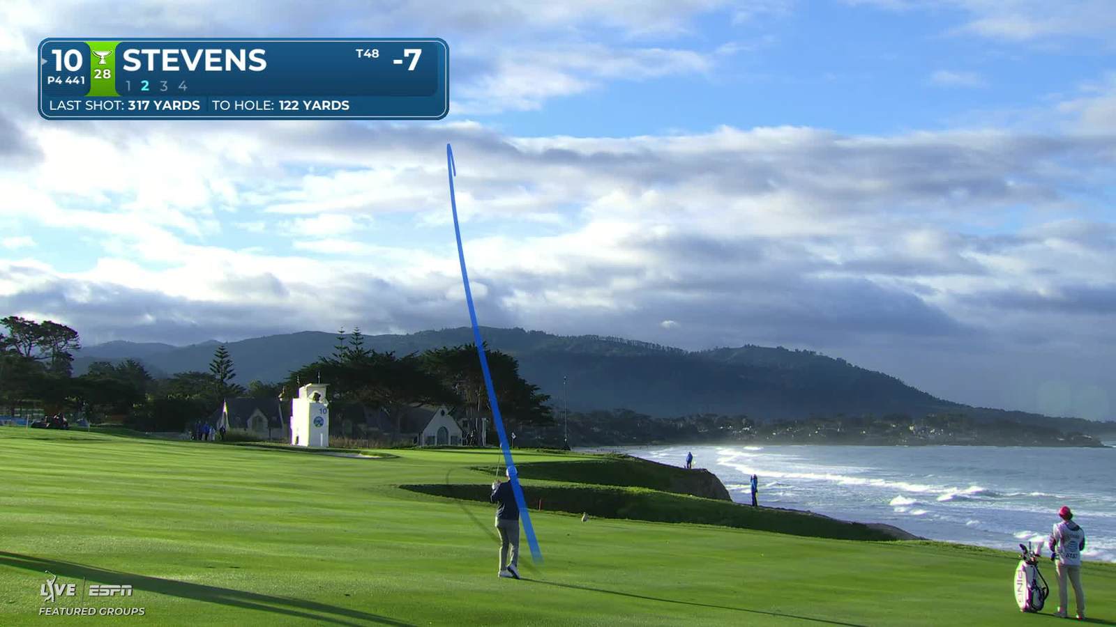Sam Stevens | Round 4 | 10th hole | Shot 2 | 2026 AT&T Pebble Beach