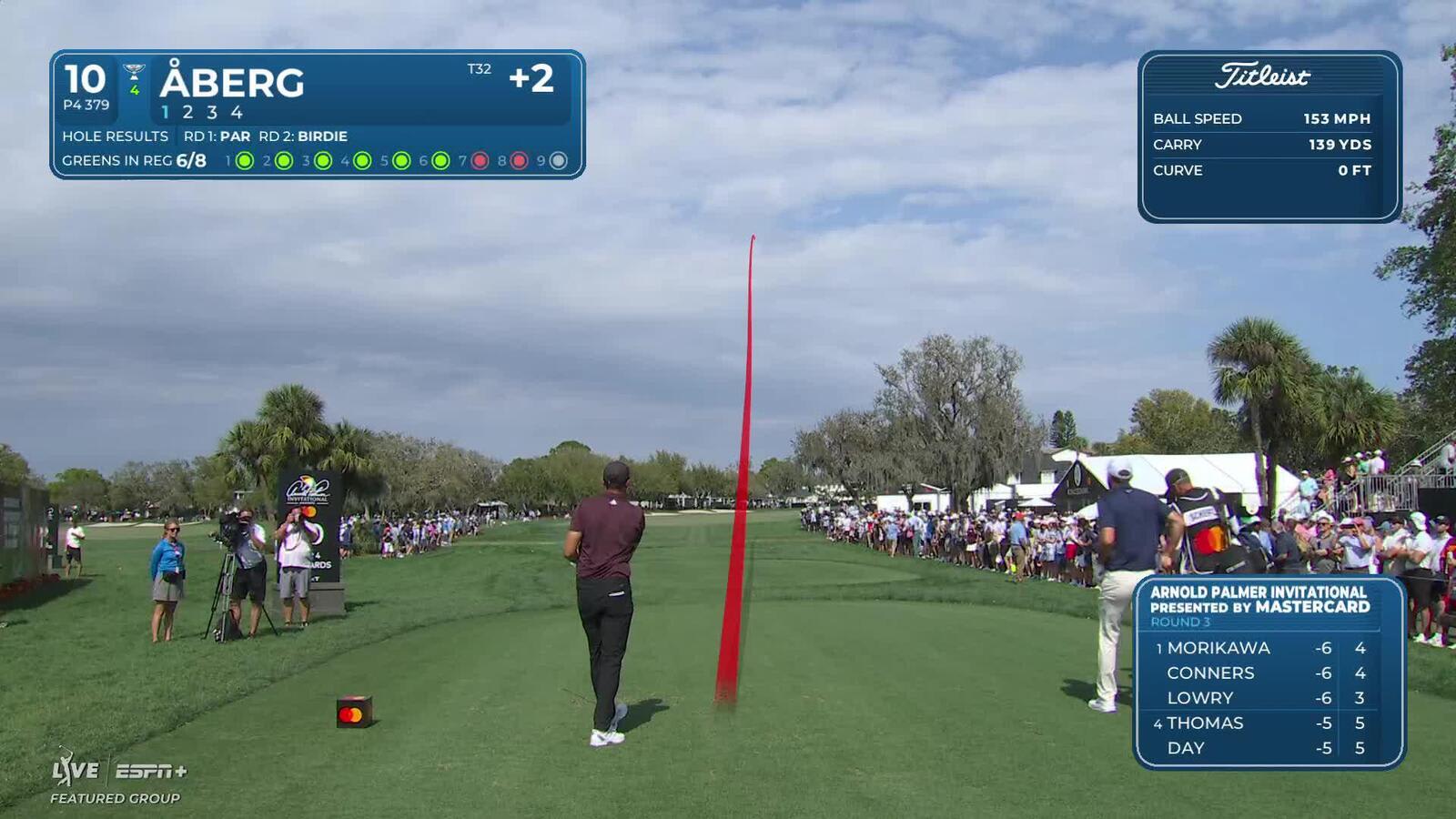 Ludvig Åberg | Round 3 | 10th hole | Shot 1 | 2025 Arnold Palmer Invitational