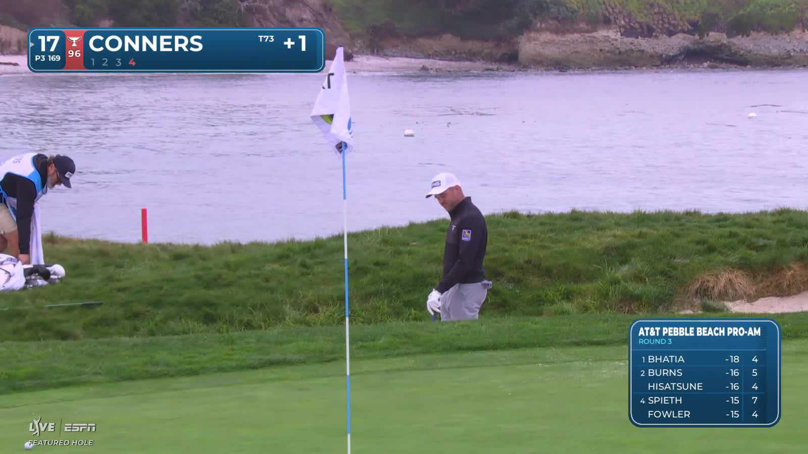 Corey Conners | Round 3 | 17th hole | Shot 4 | 2026 AT&T Pebble Beach