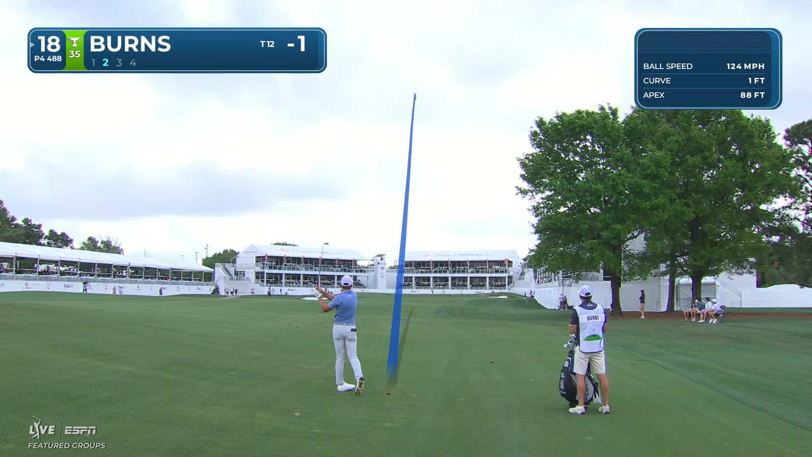 Sam Burns | Round 1 | 18th hole | Shot 2 | -1 Houston Open
