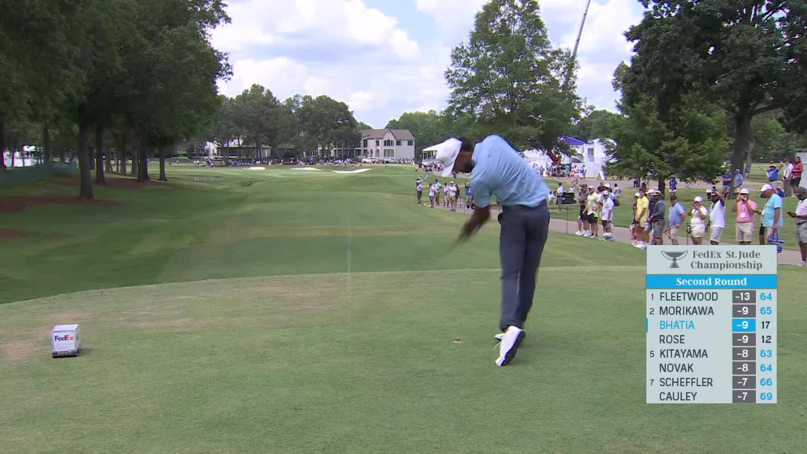 Akshay Bhatia | Round 2 | 18th hole | Shot 1 | 2025 FedEx St. Jude