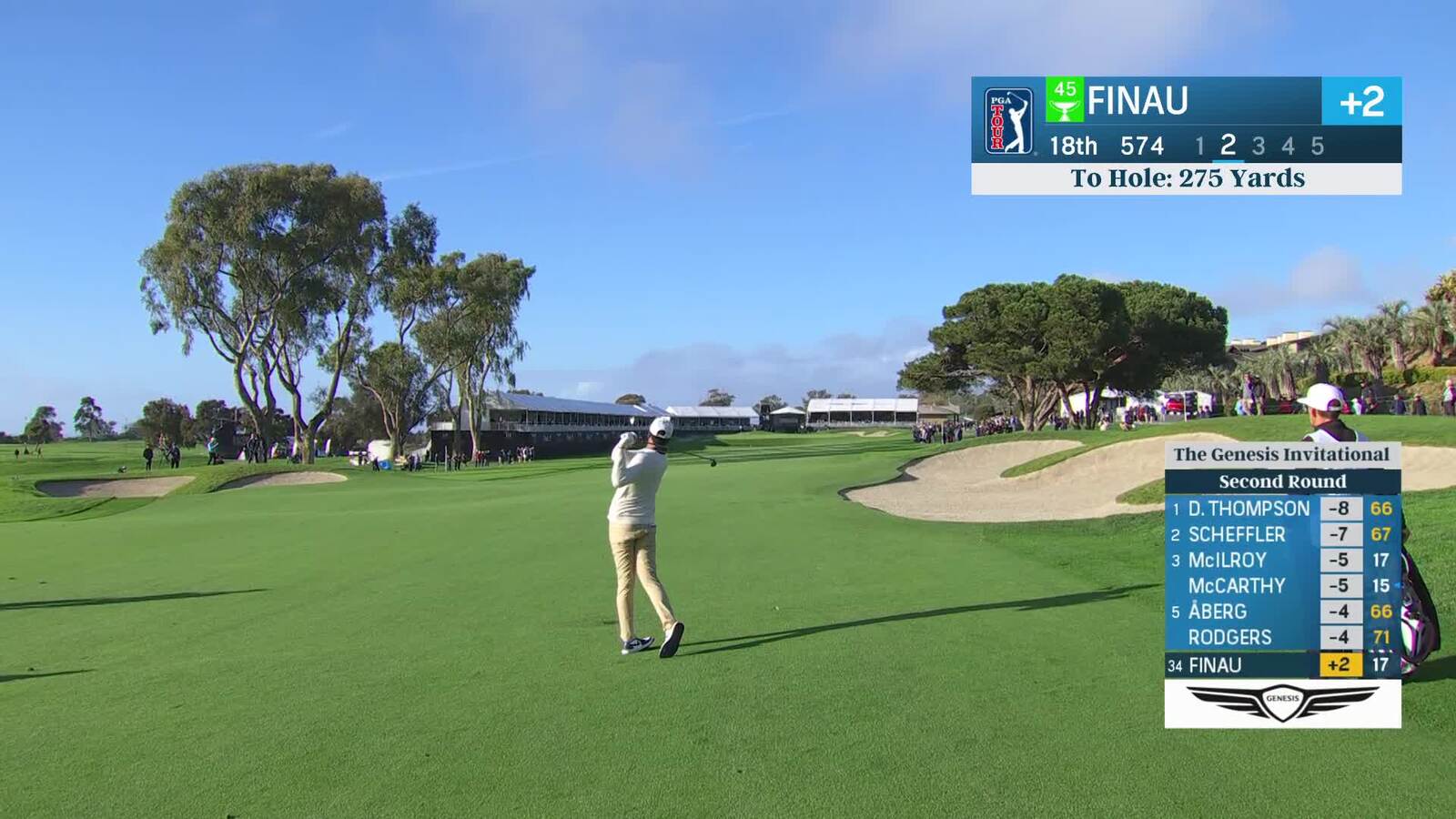 Tony Finau | Round 2 | 18th hole | Shot 2 | 2025 Genesis