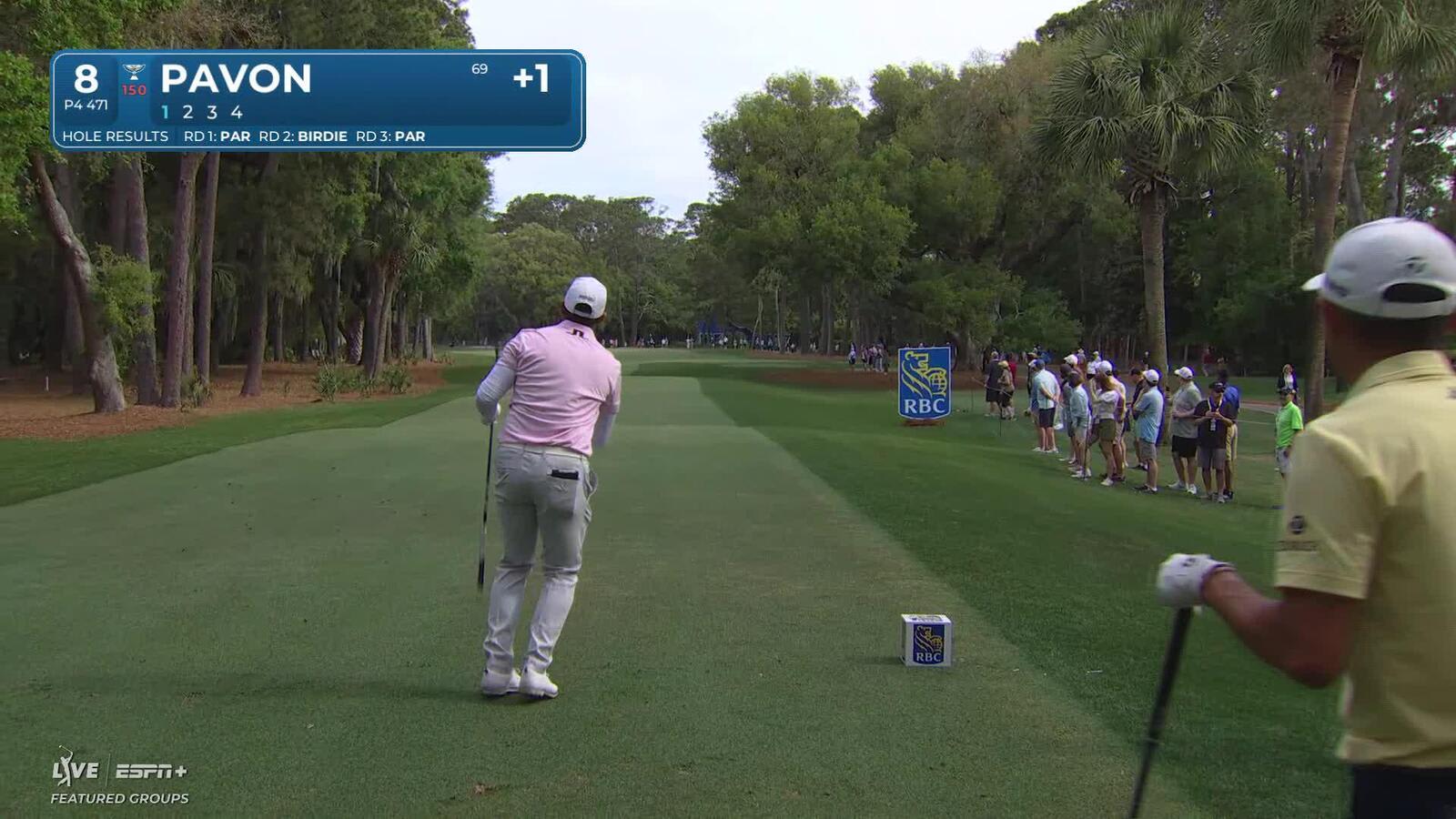 Matthieu Pavon | Round 4 | 8th hole | Shot 1 | 2025 RBC Heritage