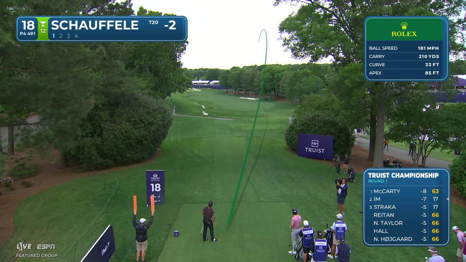 Xander Schauffele | Round 1 | 18th hole | Shot 1 | 2026 Truist Championship
