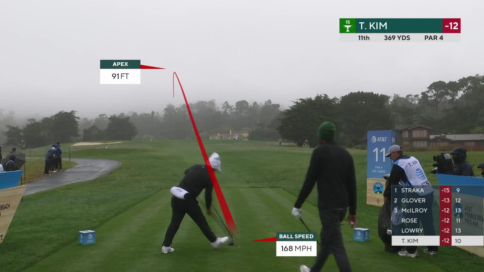 Tom Kim | Round 3 | 11th hole | Shot 1 | 2025 AT&T Pebble Beach