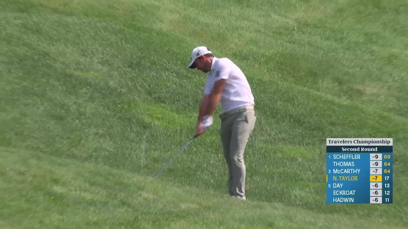 Nick Taylor | Round 2 | 18th hole | Shot 2 | 2025 Travelers