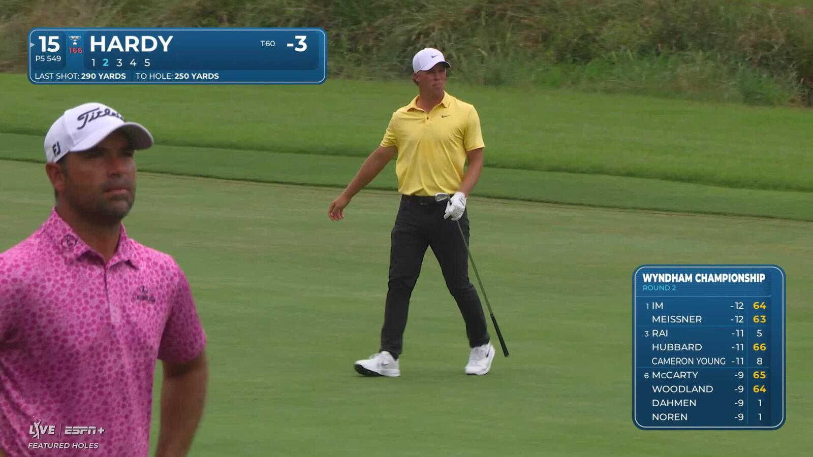 Nick Hardy | Round 2 | 15th hole | Shot 2 | 2025 Wyndham