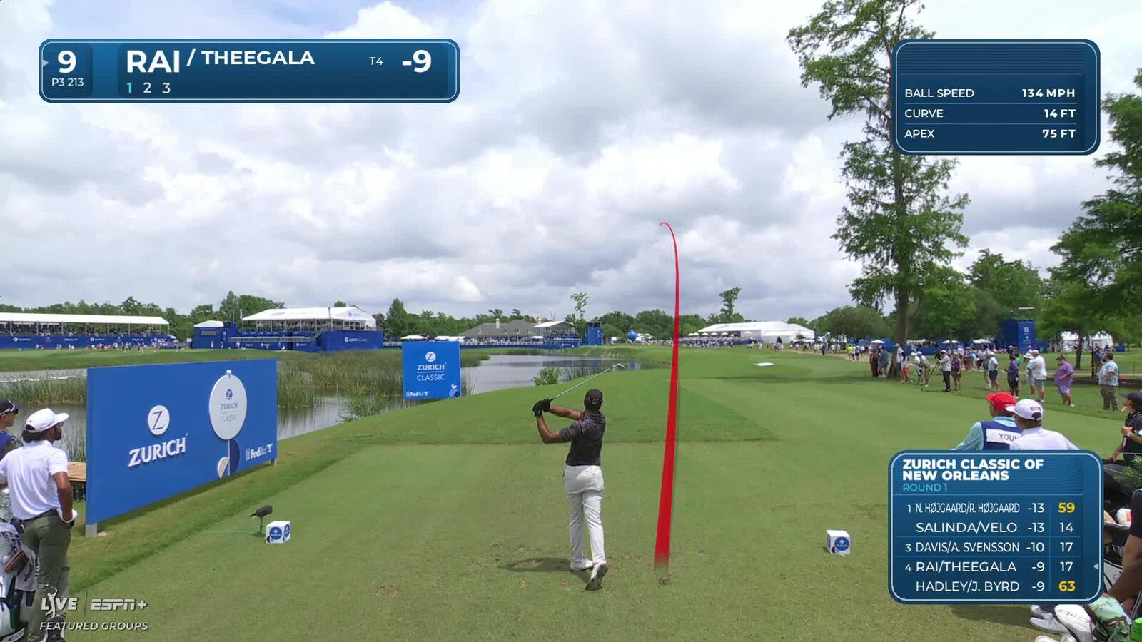 Aaron Rai | Round 1 | 9th hole | Shot 1 | 2025 Zurich Classic