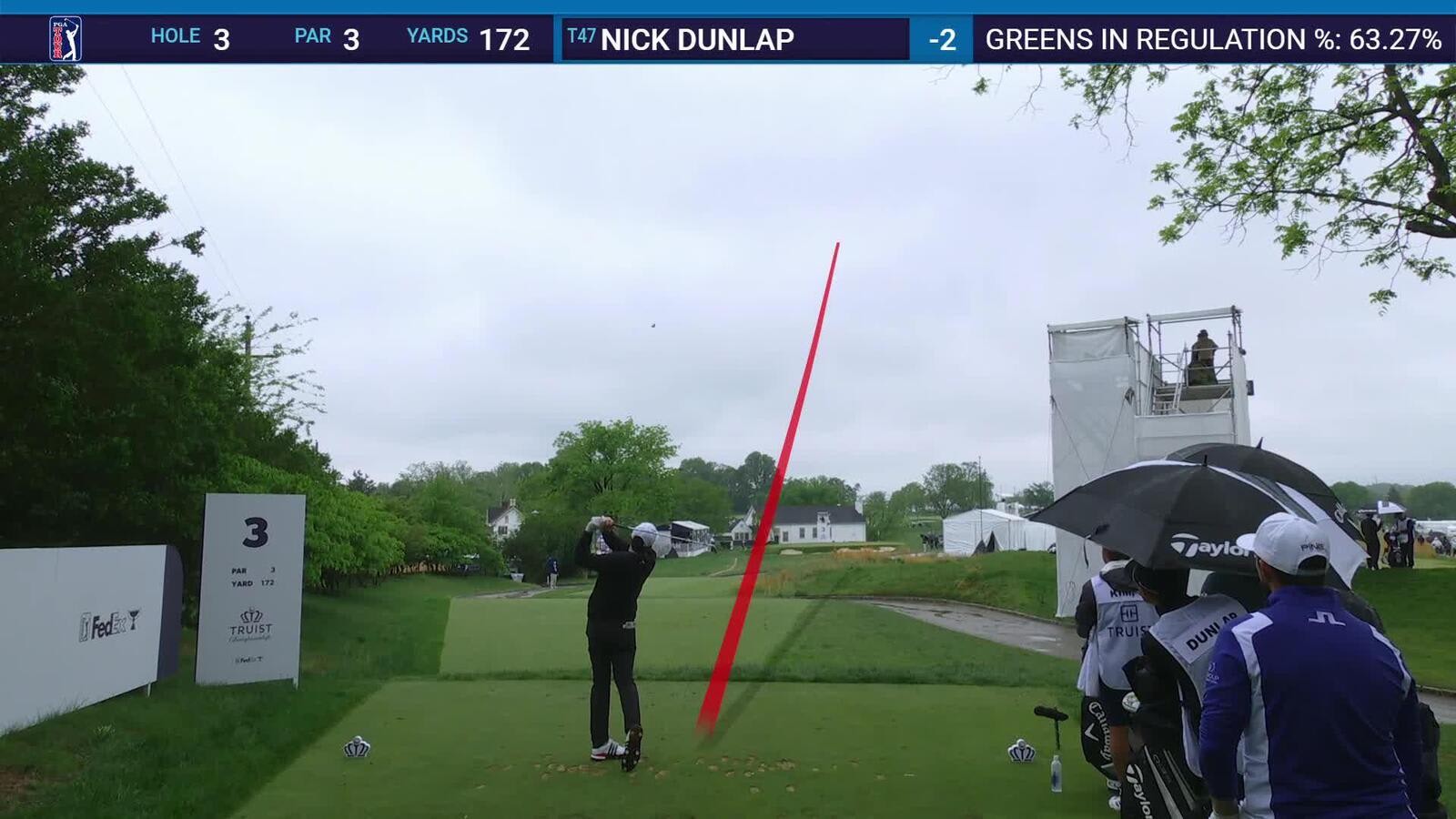 Nick Dunlap | Round 2 | 3rd hole | Shot 1 | 2025 Truist Championship