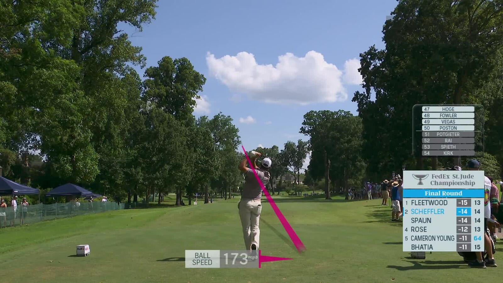 Scottie Scheffler | Round 4 | 15th hole | Shot 1 | 2025 FedEx St. Jude