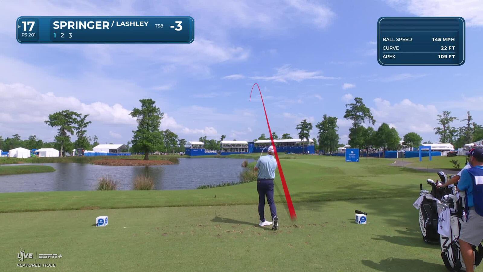 Hayden Springer | Round 1 | 17th hole | Shot 1 | 2025 Zurich Classic