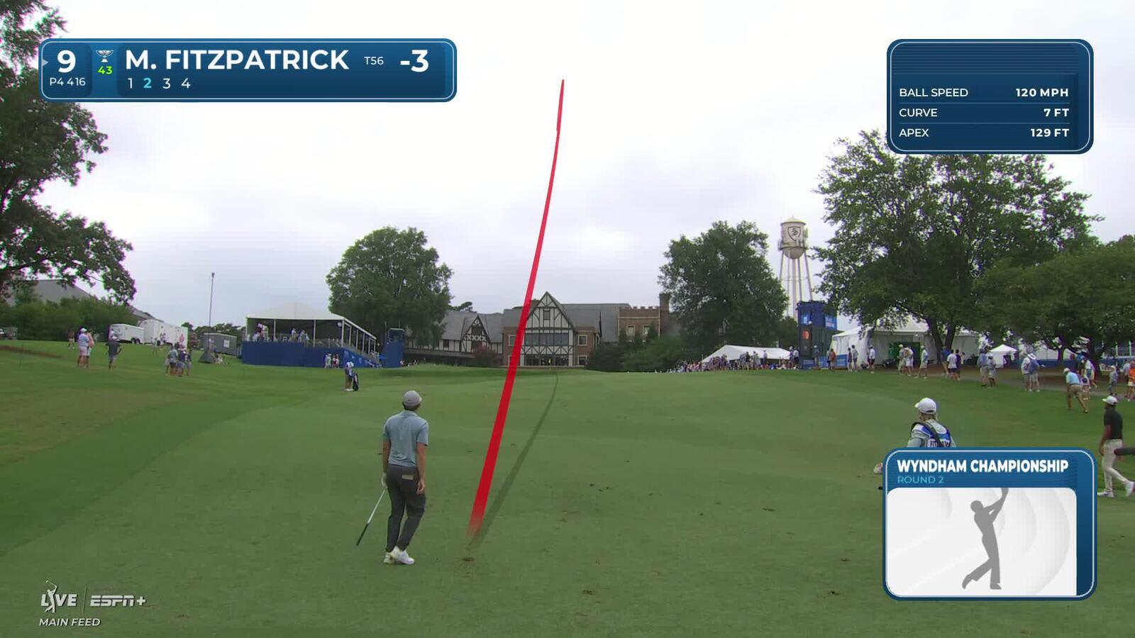 Matt Fitzpatrick | Round 2 | 9th hole | Shot 2 | 2025 Wyndham