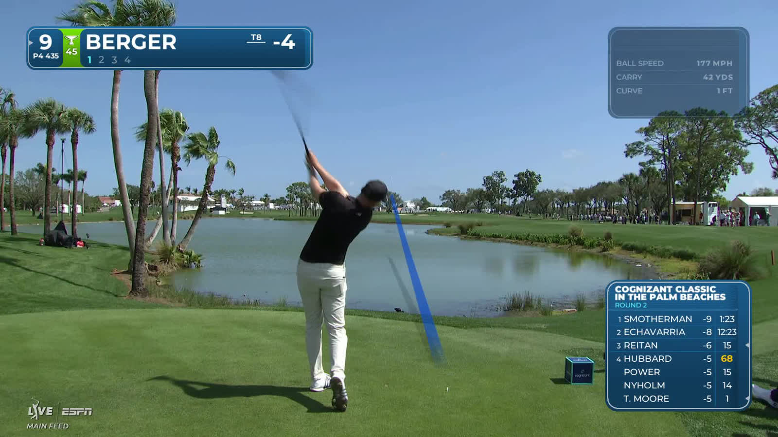 Daniel Berger | Round 2 | 9th hole | Shot 1 | 2026 Cognizant Classic