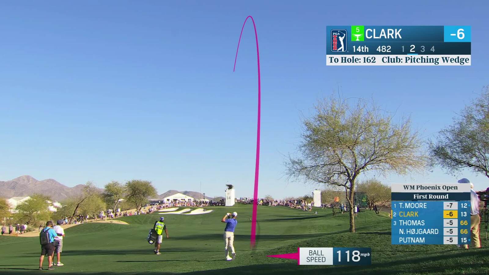 Wyndham Clark | Round 1 | 14th hole | Shot 2 | 2025 WM Phoenix Open