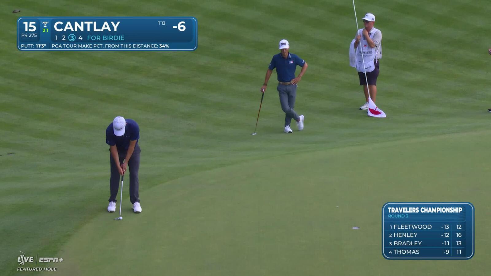 Patrick Cantlay | Round 3 | 15th hole | Shot 3 | 2025 Travelers