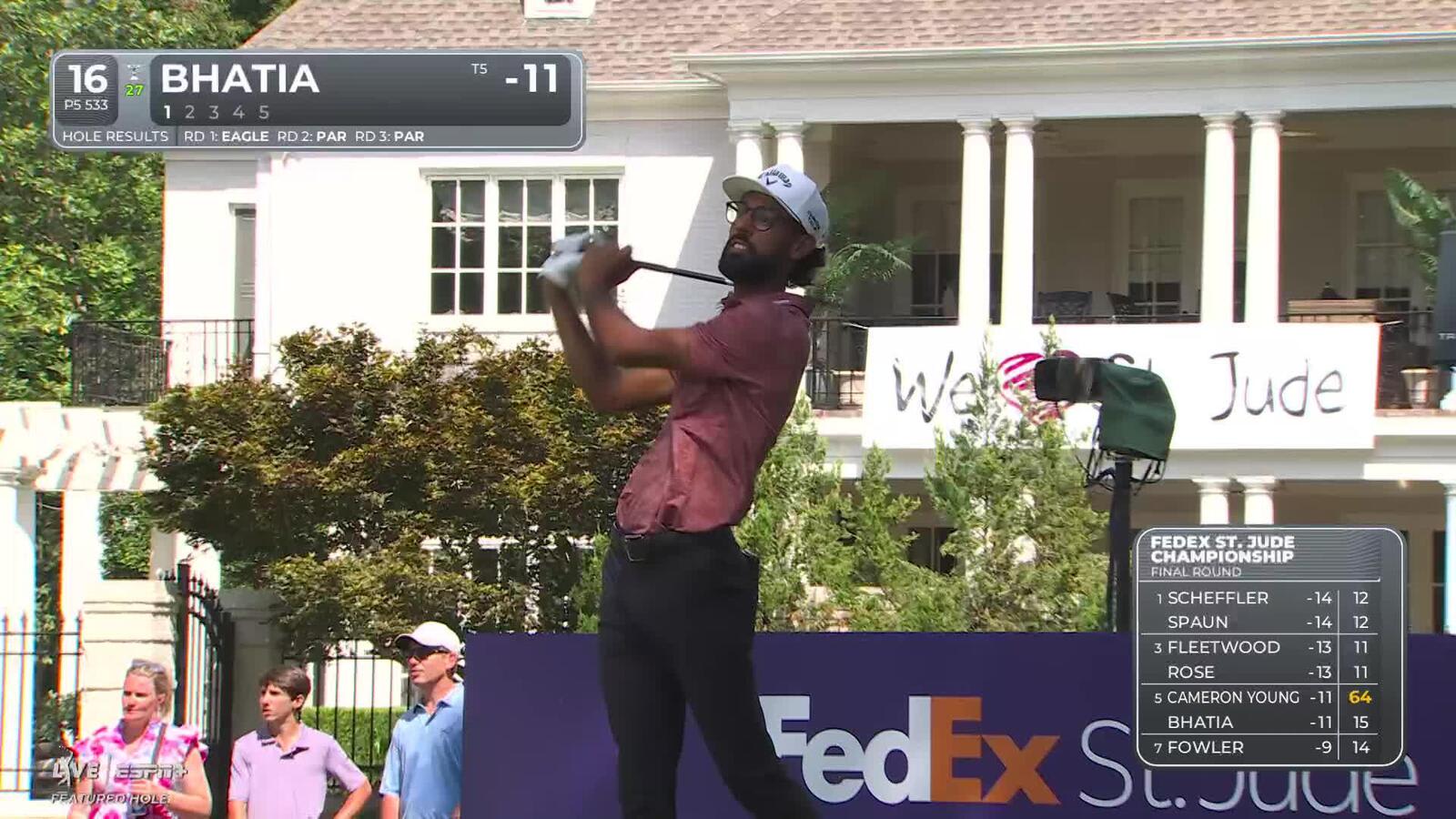 Akshay Bhatia | Round 4 | 16th hole | Shot 1 | 2025 FedEx St. Jude