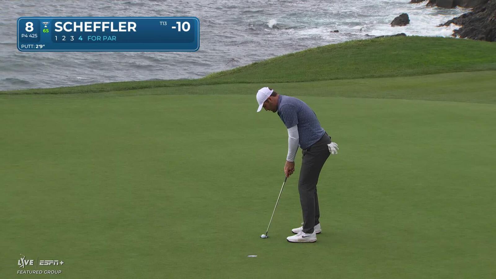 Scottie Scheffler | Round 3 | 8th hole | Shot 4 | 2025 AT&T Pebble Beach