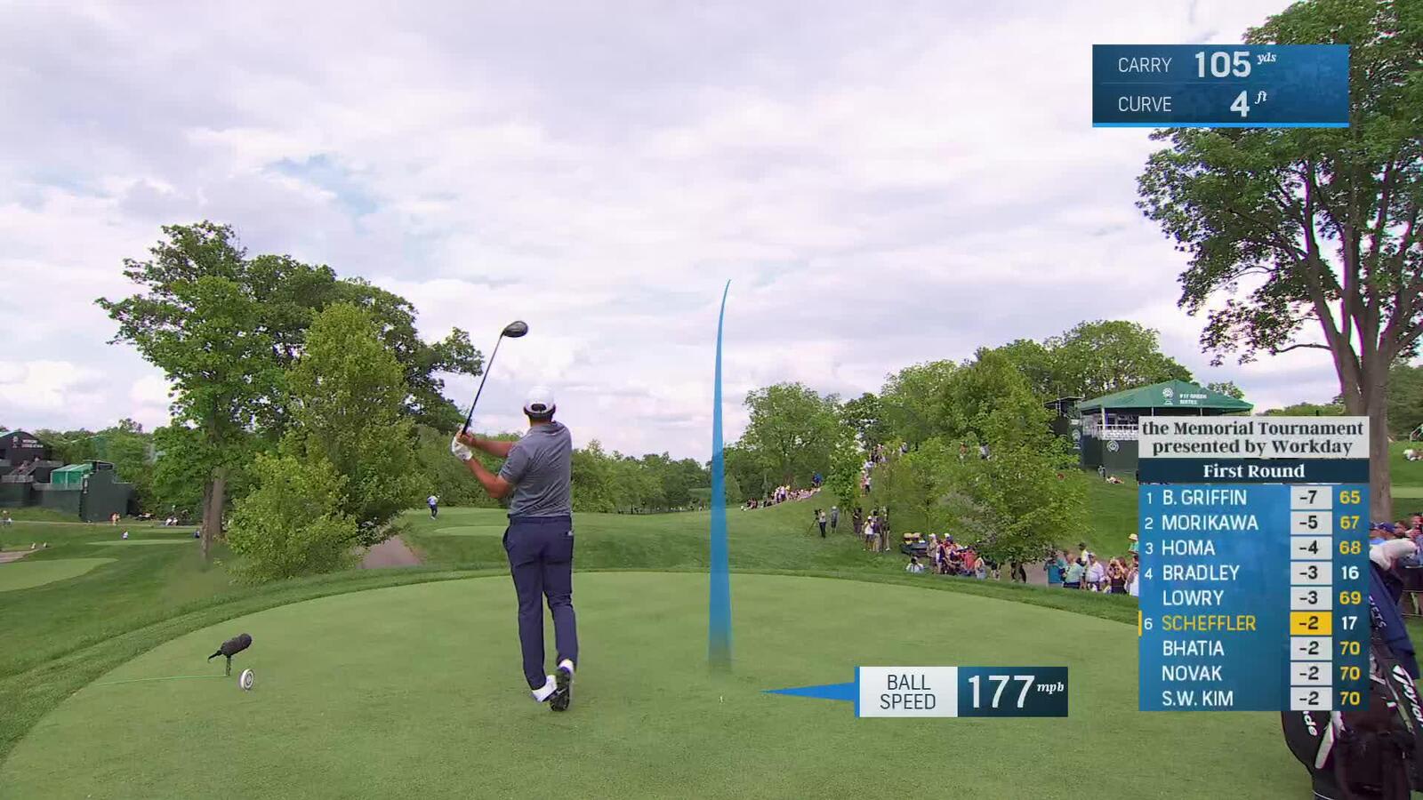 Scottie Scheffler | Round 1 | 18th hole | Shot 1 | 2025 the Memorial