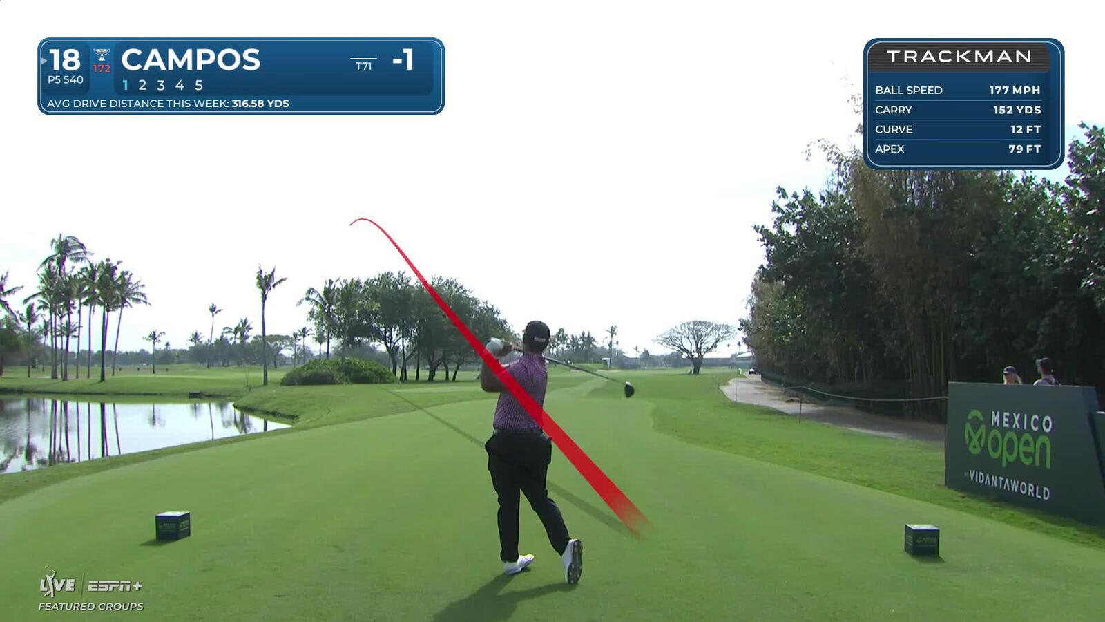 Rafael Campos | Round 2 | 18th hole | Shot 1 | 2025 Mexico Open