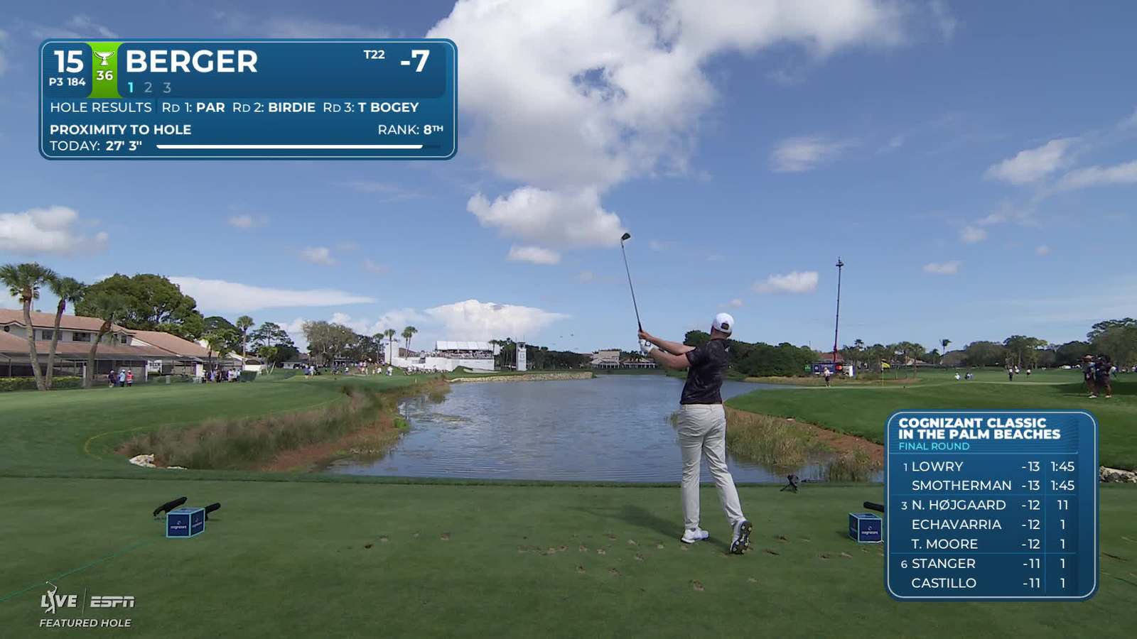 Daniel Berger | Round 4 | 15th hole | Shot 1 | 2026 Cognizant Classic