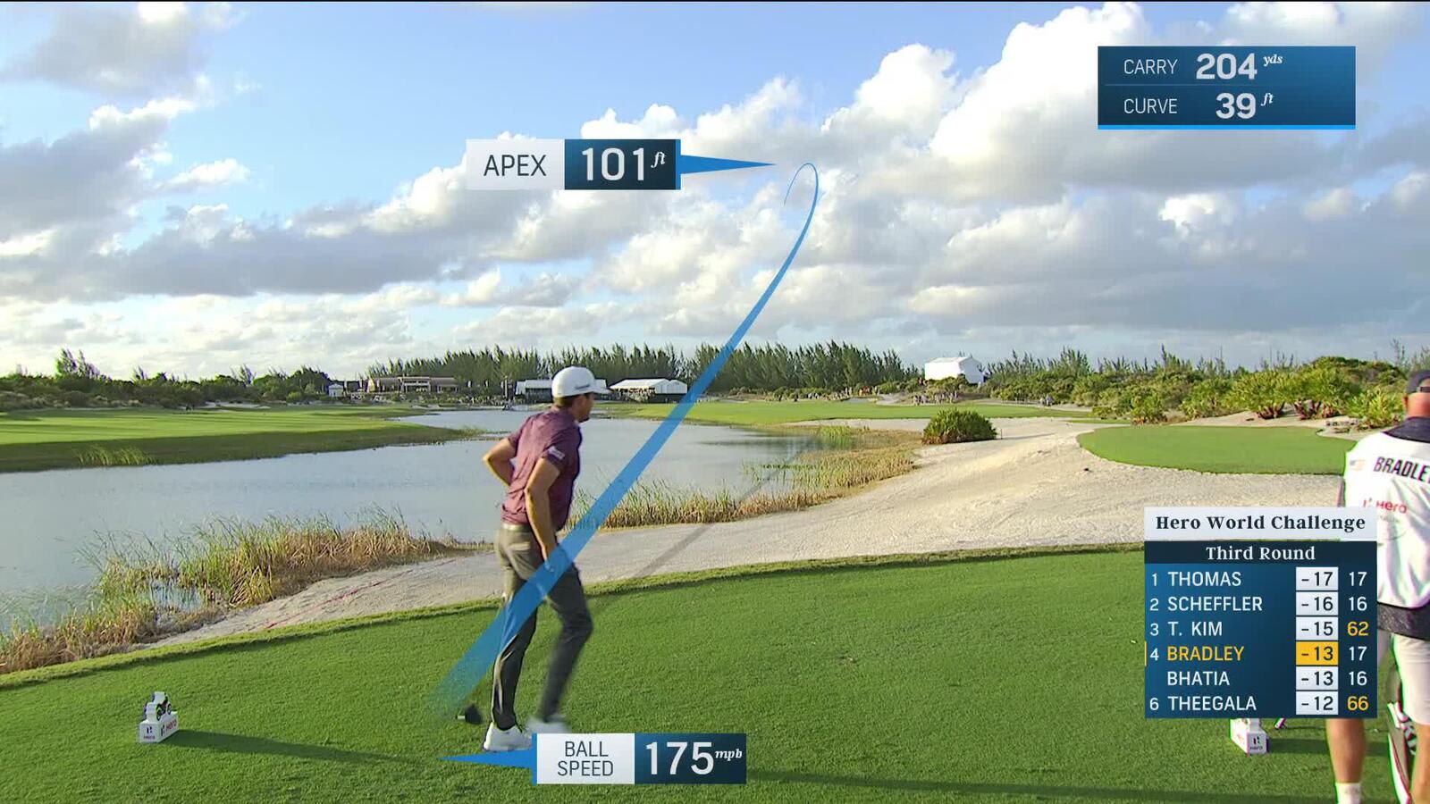 Keegan Bradley | Round 3 | 18th hole | Shot 1 | 2024 Hero World Challenge