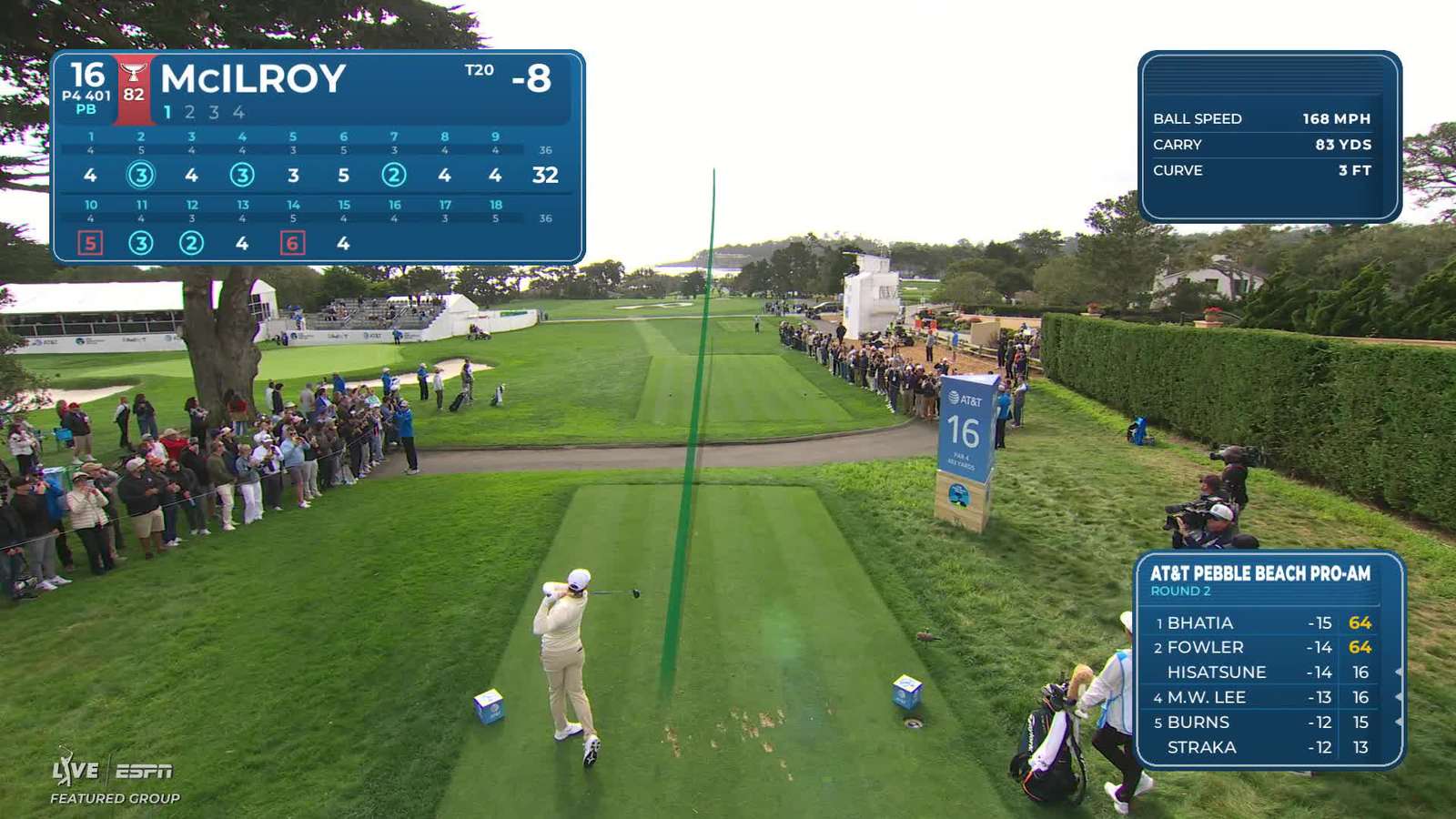 Rory McIlroy | Round 2 | 16th hole | Shot 1 | 2026 AT&T Pebble Beach