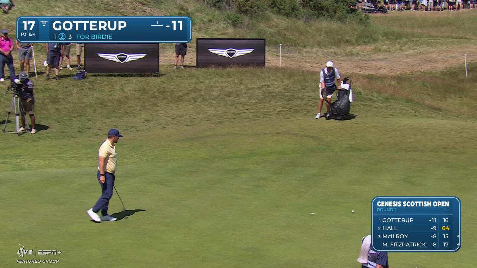 Chris Gotterup | Round 2 | 17th hole | Shot 2 | 2025 Genesis Scottish Open