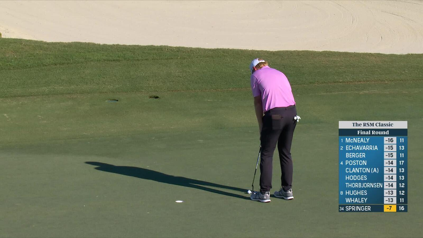 Hayden Springer | Round 4 | 17th hole | Shot 3 | 2024 The RSM Classic