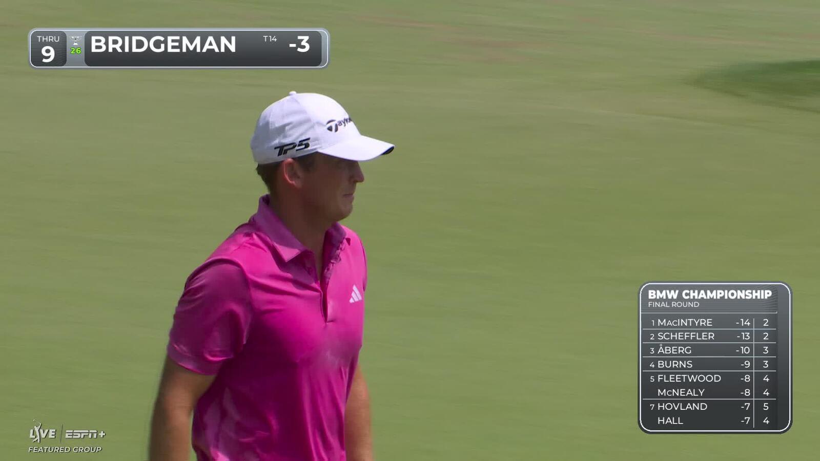 Brigdeman Jacob Bridgeman | Round 4 | 9th hole | Shot 4 | 2025 BMW Championship