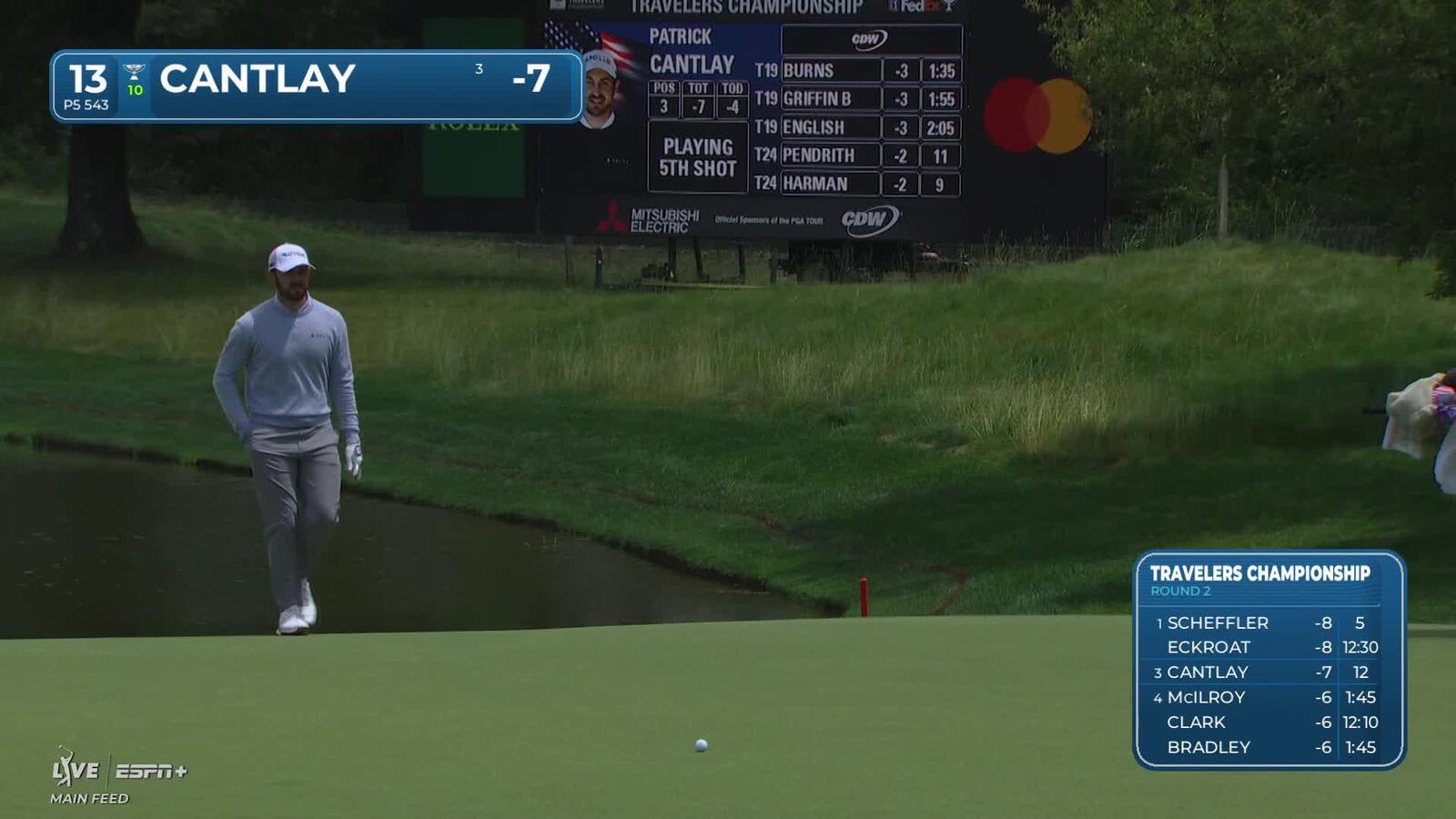 Patrick Cantlay | Round 2 | 13th hole | Shot 5 | 2025 Travelers