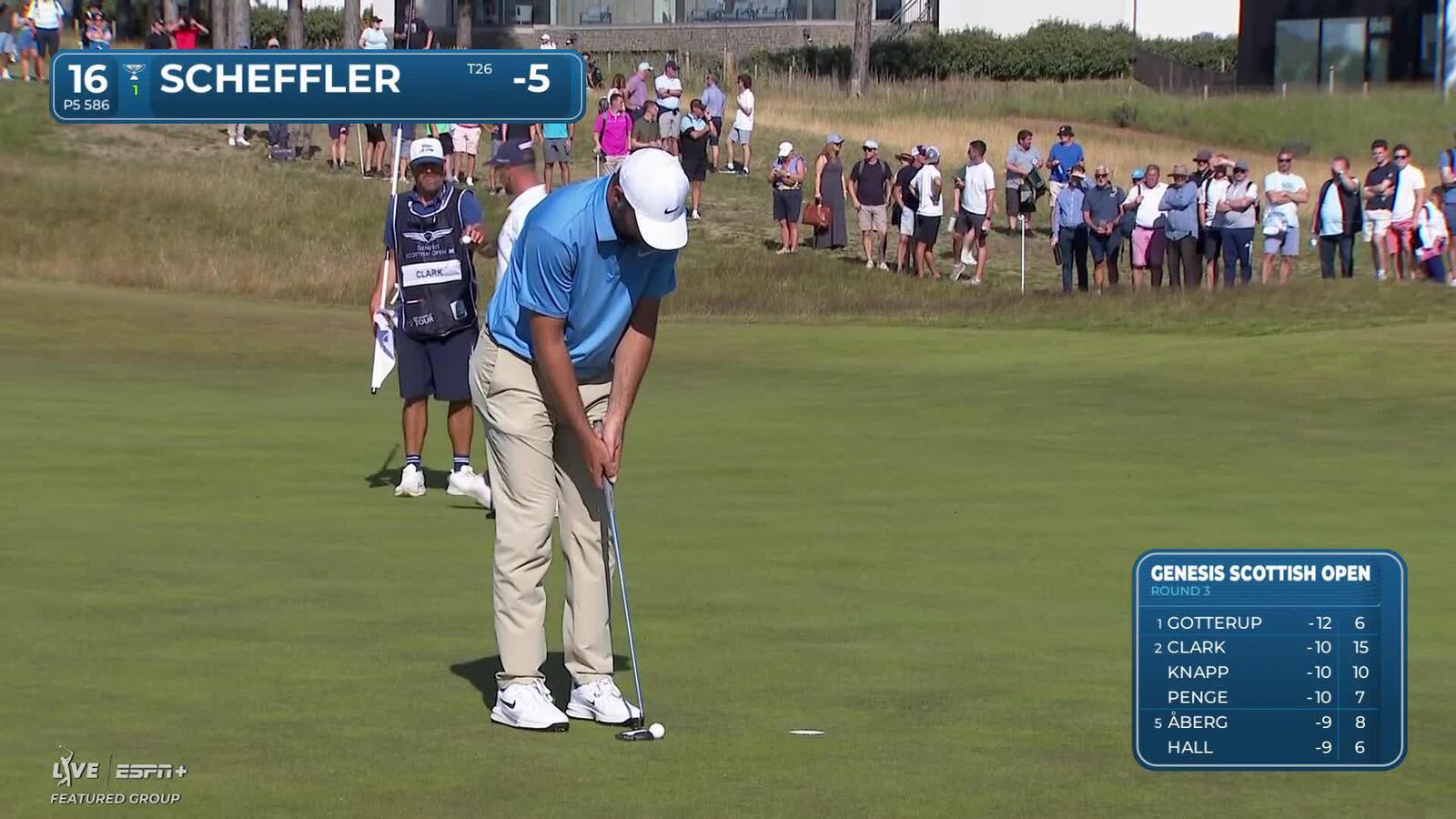 Scottie Scheffler | Round 3 | 16th hole | Shot 4 | 2025 Genesis Scottish Open