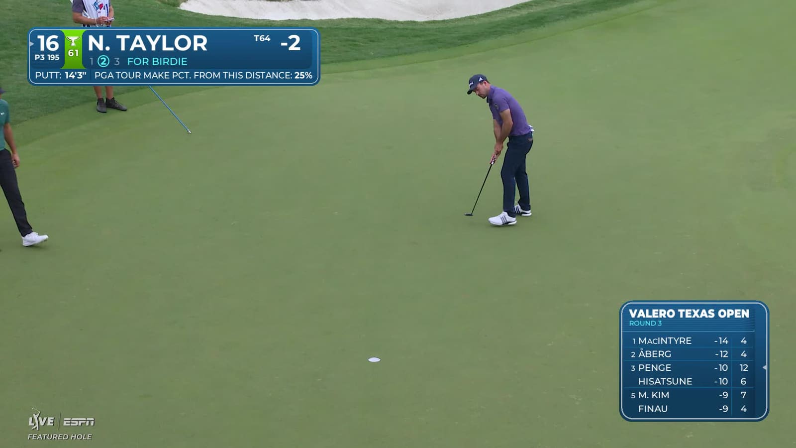 Nick Taylor | Round 3 | 16th hole | Shot 2 | 2026 Valero