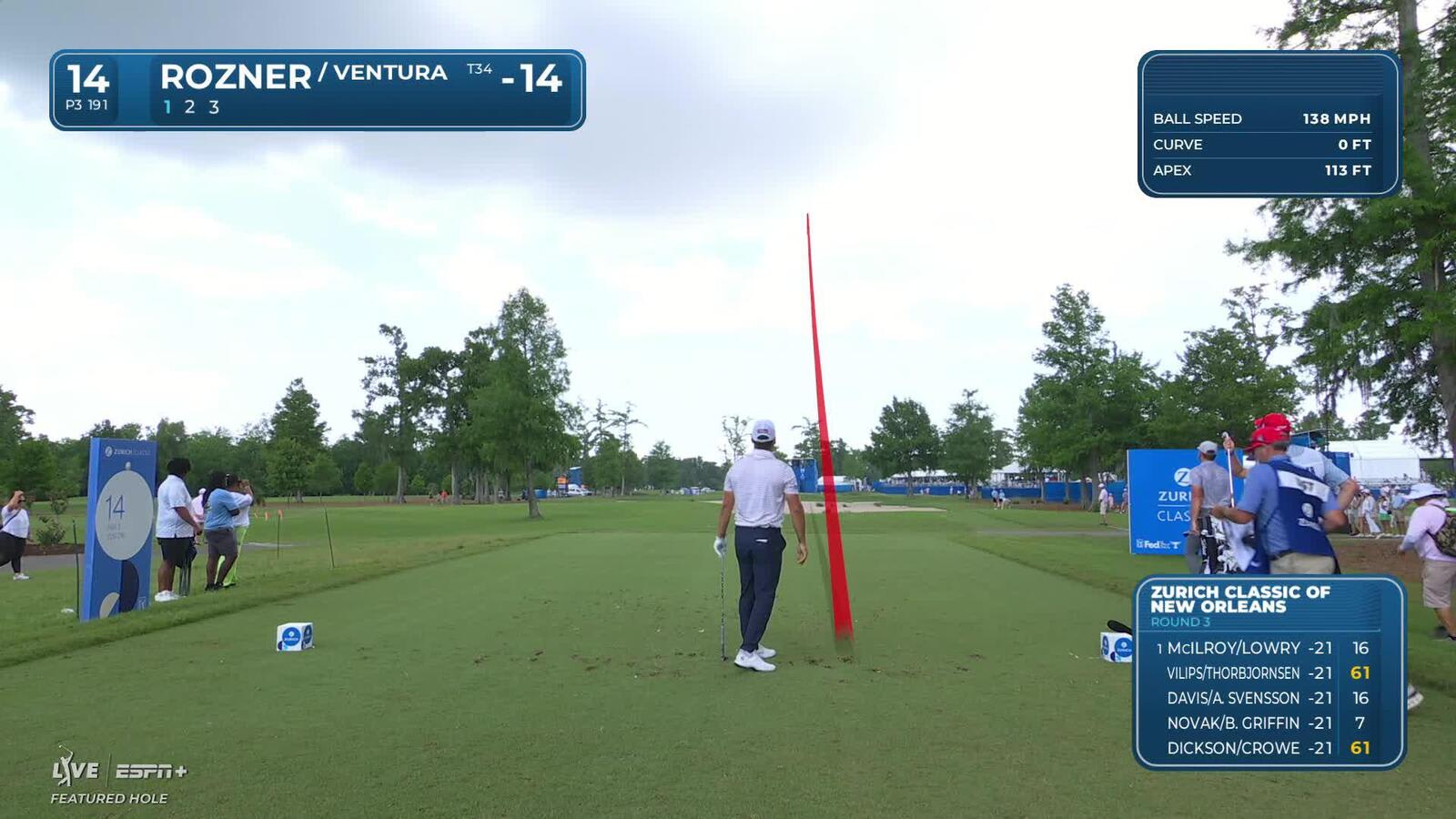 Antoine Rozner | Round 3 | 14th hole | Shot 1 | 2025 Zurich Classic