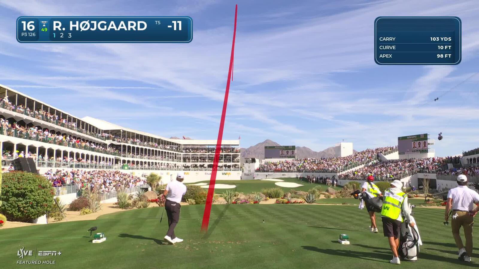 Rasmus Højgaard | Round 3 | 16th hole | Shot 1 | 2025 WM Phoenix Open