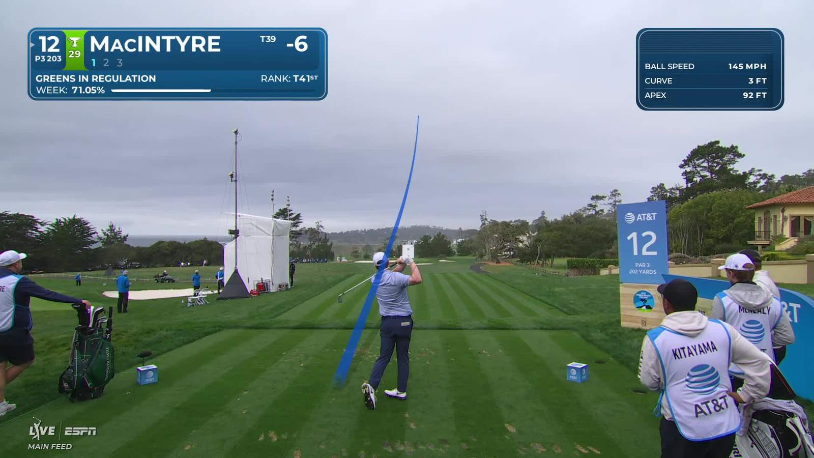 Robert MacIntyre | Round 3 | 12th hole | Shot 1 | 2026 AT&T Pebble Beach
