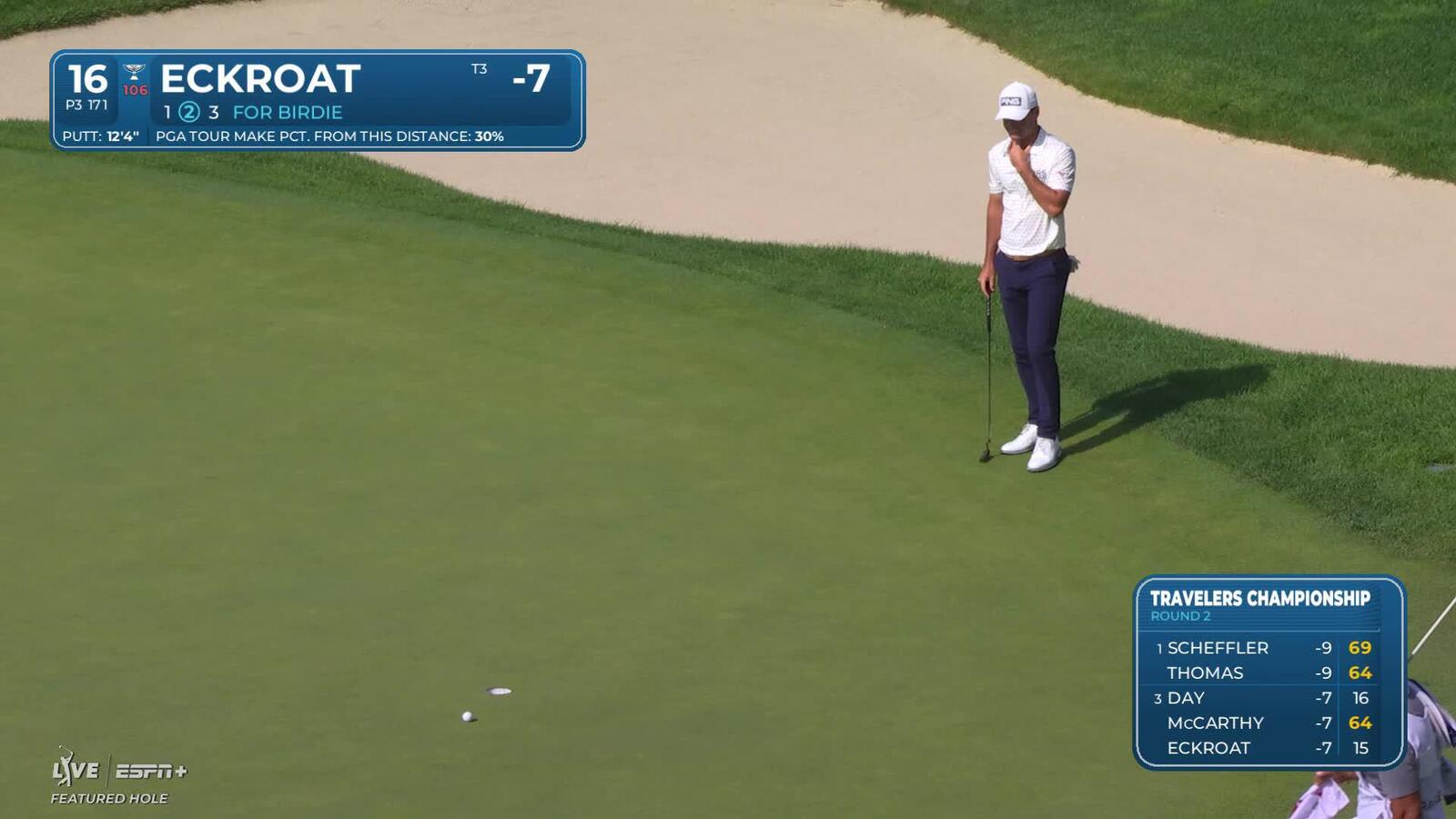 Austin Eckroat | Round 2 | 16th hole | Shot 3 | 2025 Travelers