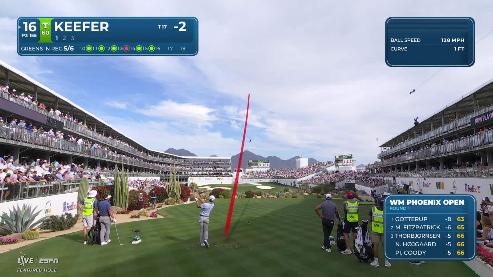 John Keefer | Round 1 | 16th hole | Shot 1 | 2026 WM Phoenix Open