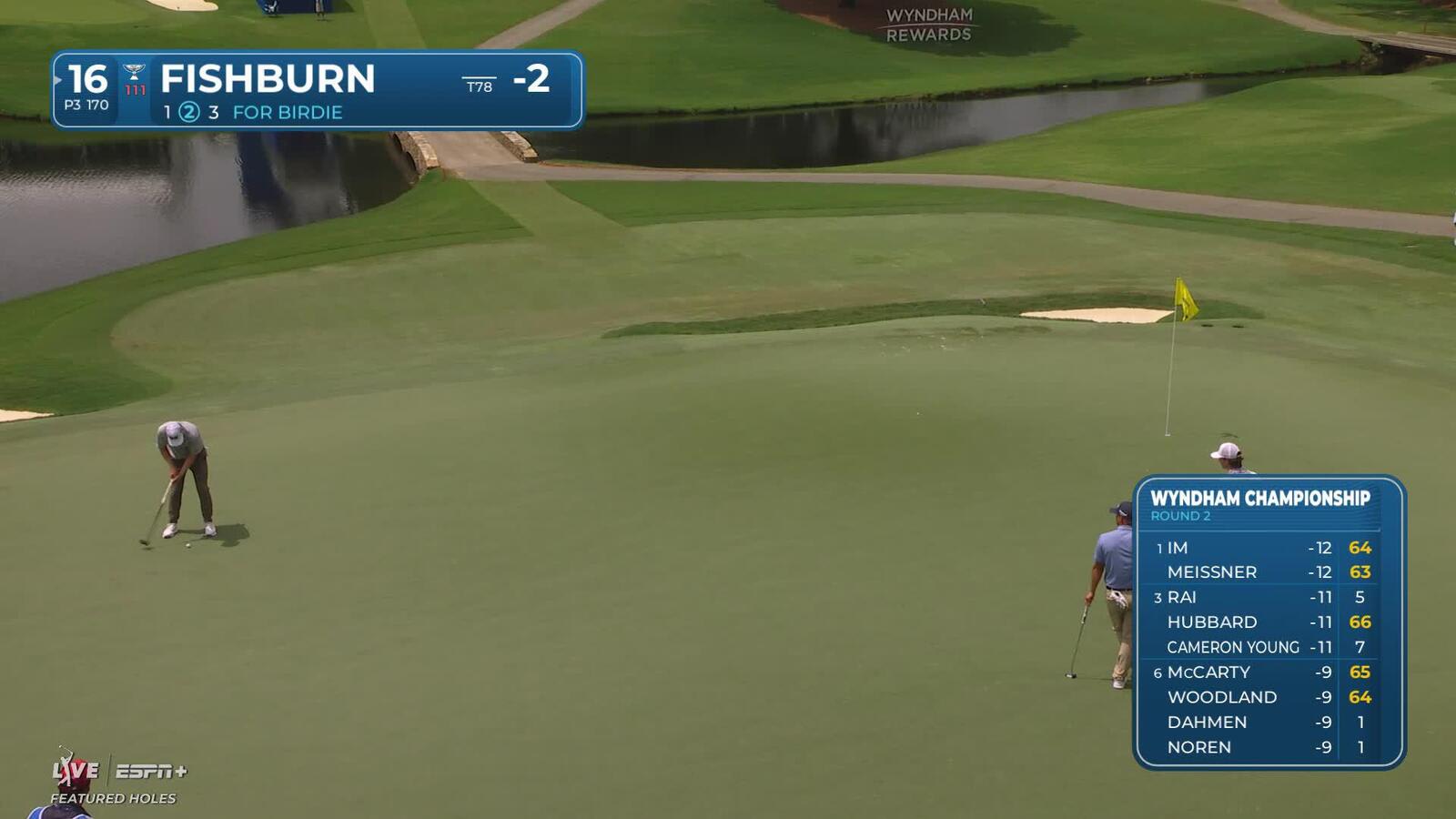 Patrick Fishburn | Round 2 | 16th hole | Shot 3 | 2025 Wyndham