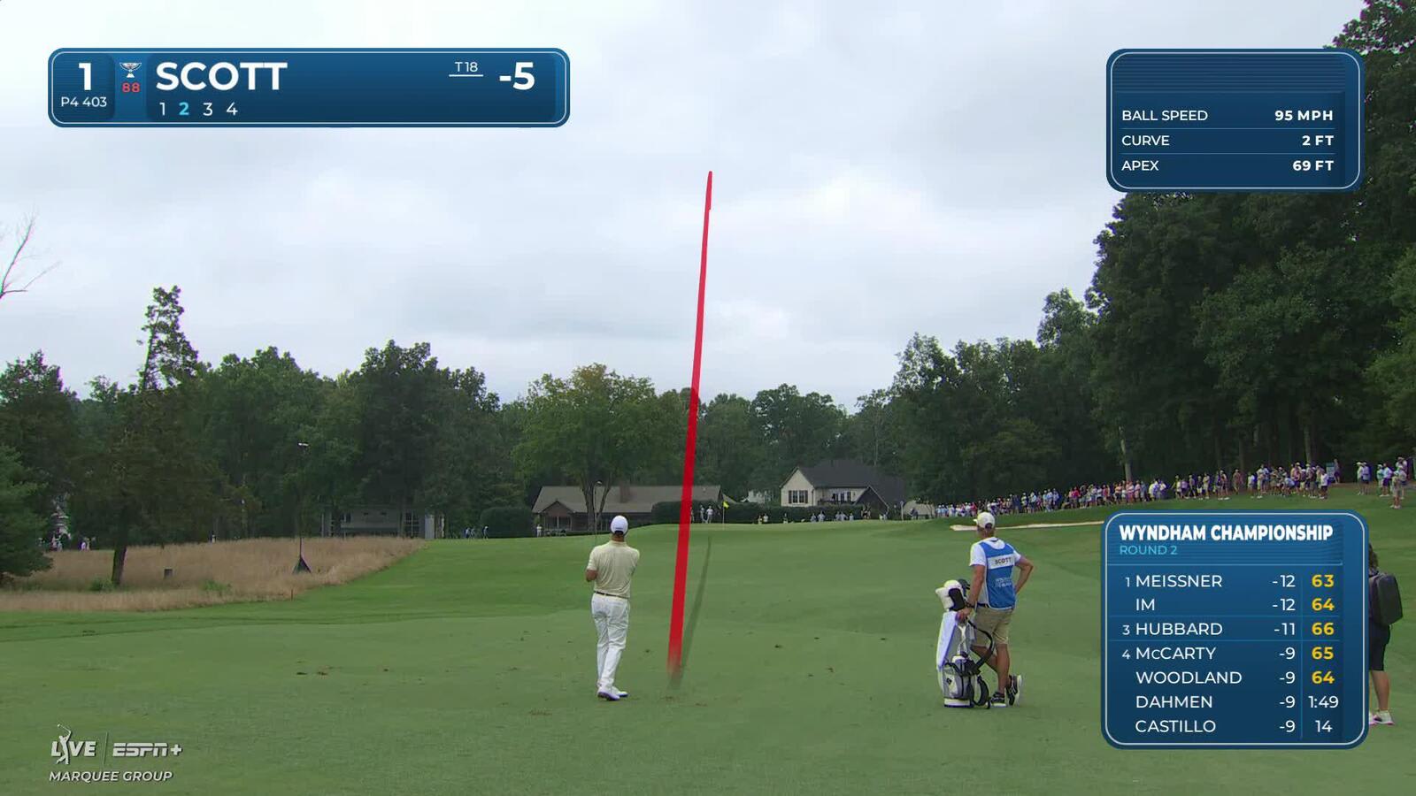 Adam Scott | Round 2 | 1st hole | Shot 2 | 2025 Wyndham