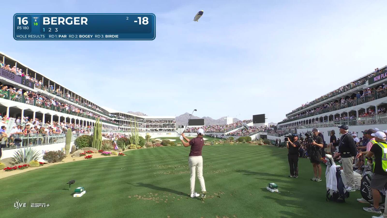 Daniel Berger | Round 4 | 16th hole | Shot 1 | 2025 WM Phoenix Open