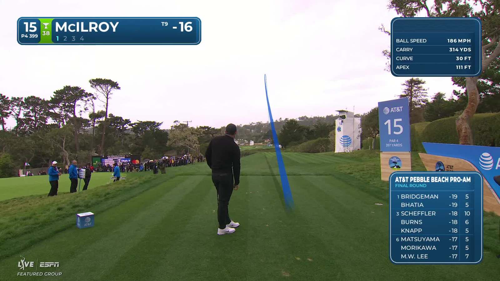 Rory McIlroy | Round 4 | 15th hole | Shot 1 | 2026 AT&T Pebble Beach
