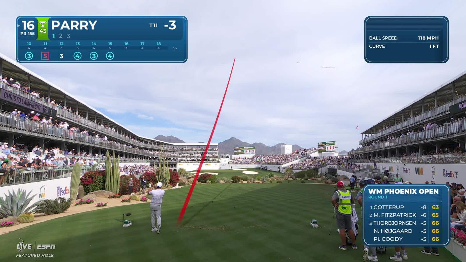 John Parry | Round 1 | 16th hole | Shot 1 | 2026 WM Phoenix Open