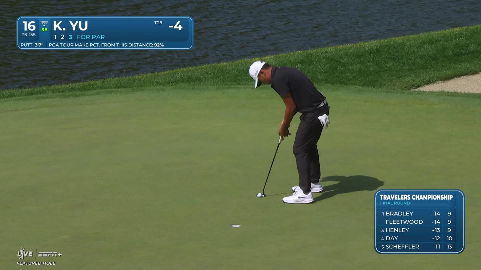 Kevin Yu | Round 4 | 16th hole | Shot 3 | 2025 Travelers