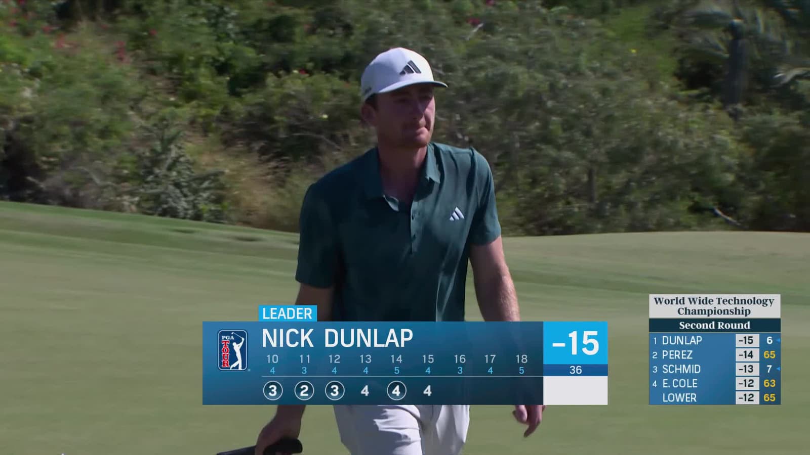 Nick Dunlap | Round 2 | 15th hole | Shot 4 | 2025 World Wide Technology