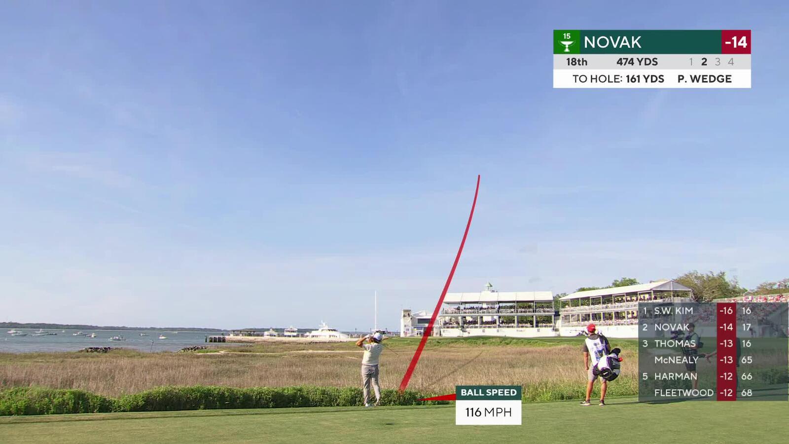 Andrew Novak | Round 3 | 18th hole | Shot 2 | 2025 RBC Heritage