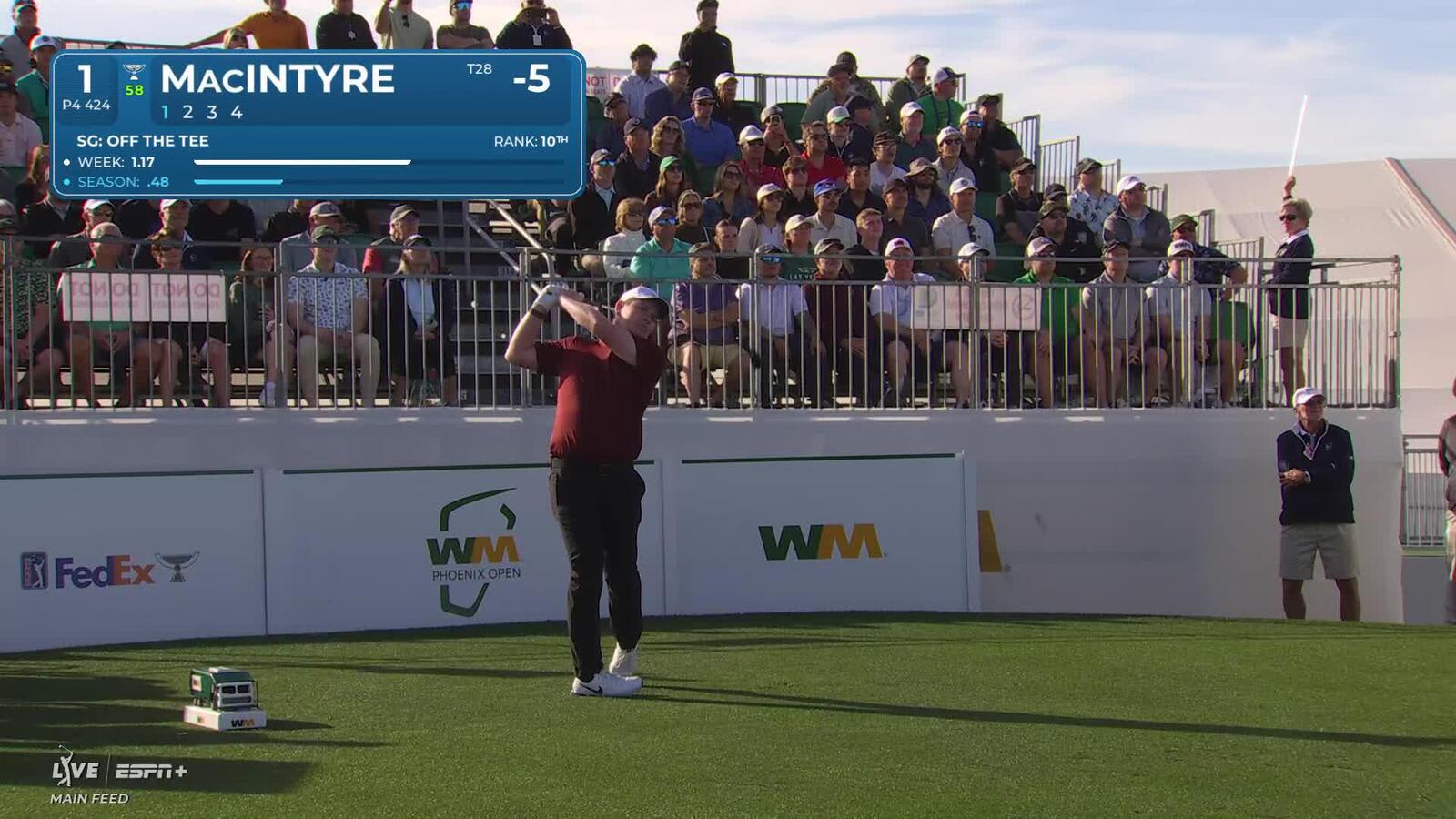 Robert MacIntyre | Round 3 | 1st hole | Shot 1 | 2025 WM Phoenix Open