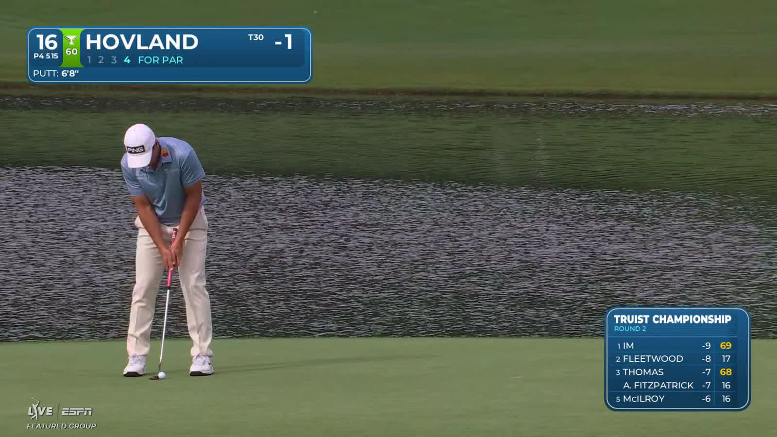 Viktor Hovland | Round 2 | 16th hole | Shot 4 | 2026 Truist Championship