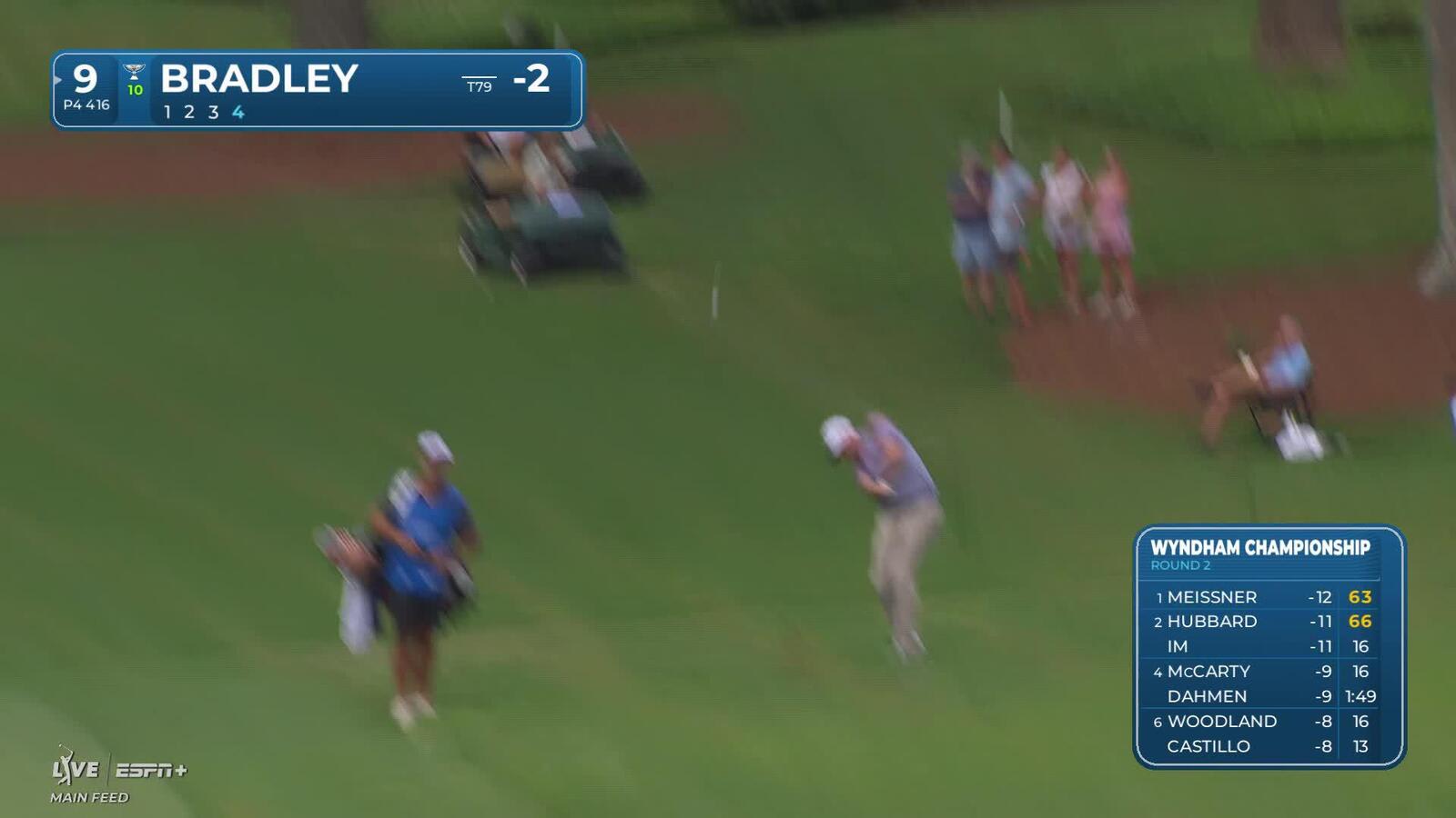 Keegan Bradley | Round 2 | 9th hole | Shot 4 | 2025 Wyndham