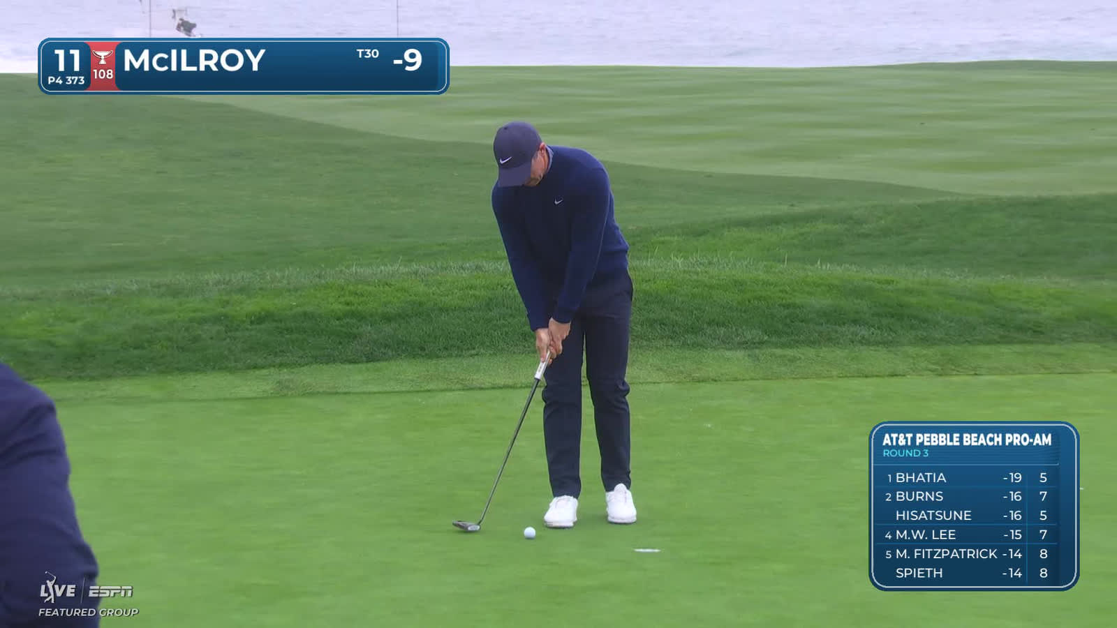 Rory McIlroy | Round 3 | 11th hole | Shot 4 | 2026 AT&T Pebble Beach