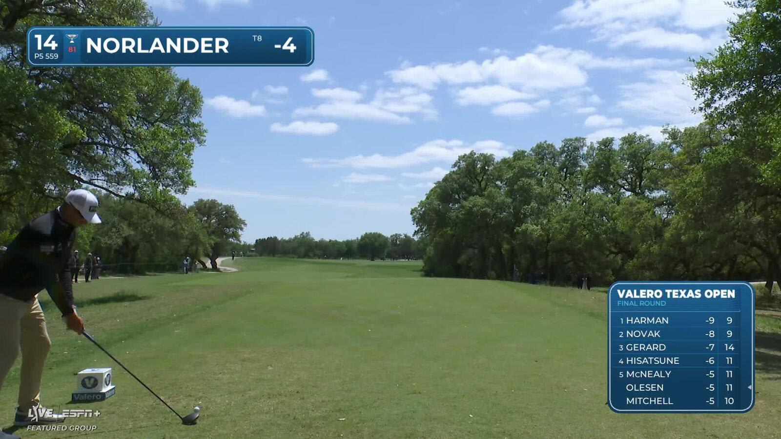 Corey Conners | Round 4 | 14th hole | Shot 1 | 2025 Valero